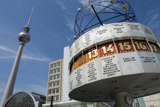 Berlin, Germany - World clock and TV tower at Alexanderplatz