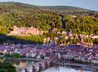 Heidelberg Castle overlooking the city centre and the Old Bridge