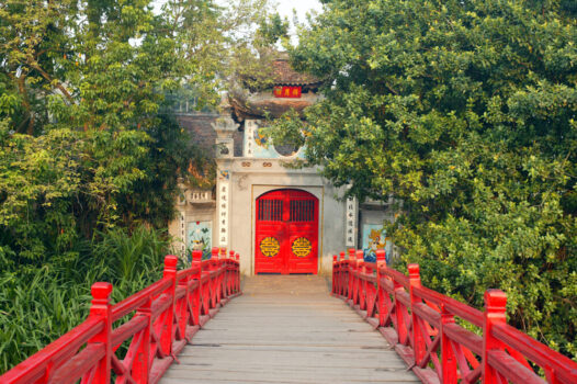 Southeast Asia, Vietnam, Hanoi, Hoan Kiem bridge lake