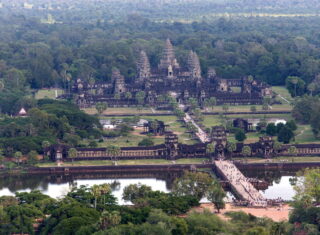 Cambodia, Siem Reap, Angkor Wat National Park, aerial view