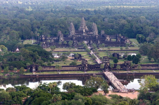 Cambodia, Siem Reap, Angkor Wat National Park, aerial view