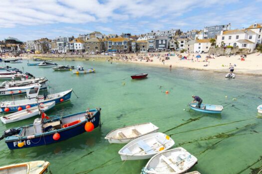 Boats in the harbour in St Ives