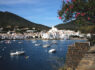 Panoramic view of Cadaqués with boats in the bay