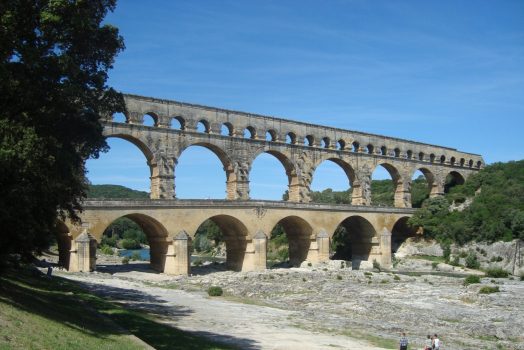 Pont Du Gard, an ancient Roman aqueduct crossing the Gardon River in the South of France