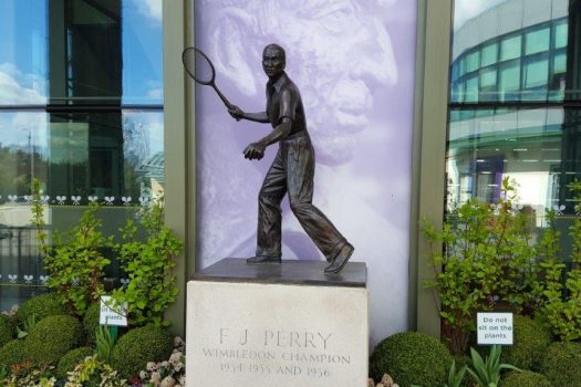 Wimbledon Lawn Tennis Museum, London - Statue of F J Perry